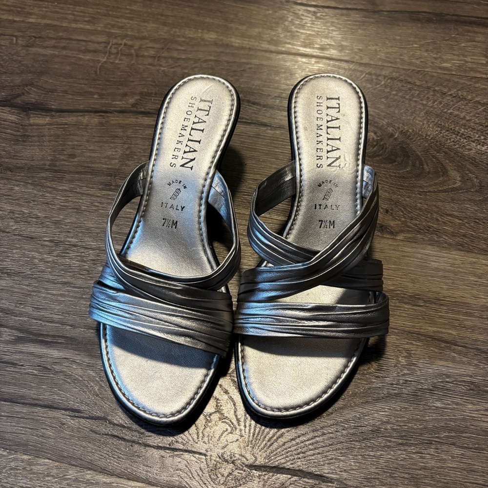 Italian Shoemakers Metallic Silver Sandals